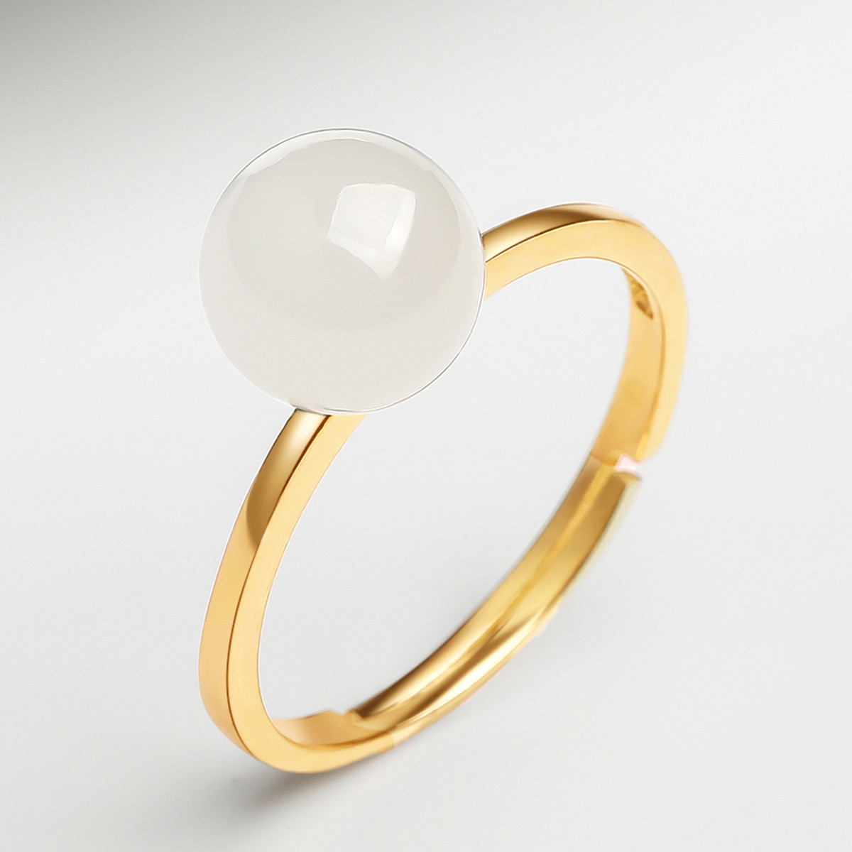 东方翡翠 小灯泡s925银镶7-8mm优雅简约和田玉戒指