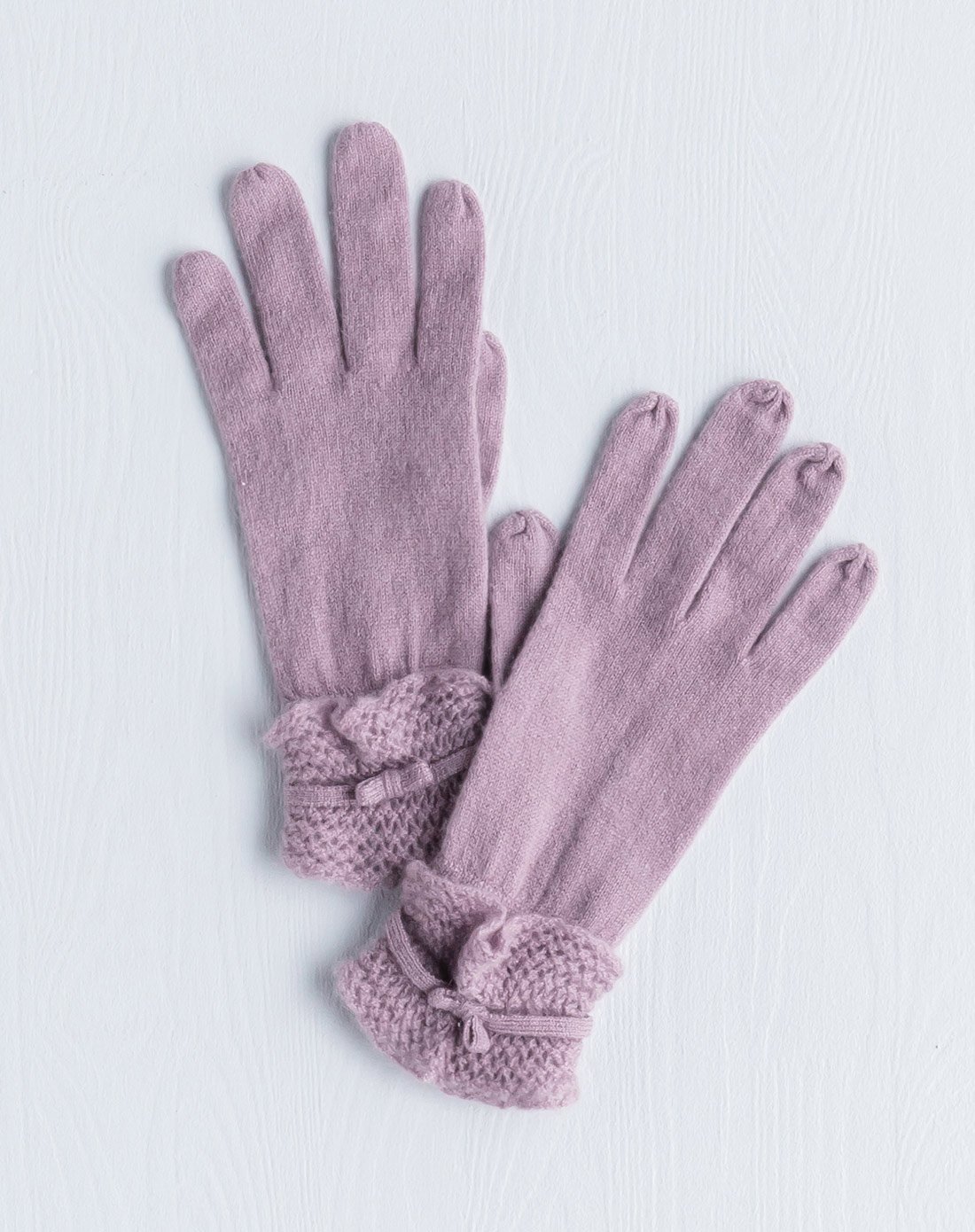 纯山羊绒镂空花边手套