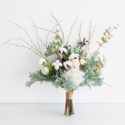 北欧ins风 野蛮生长新娘唯美手捧花 仿真花束 拍摄道具 花艺套装 居家