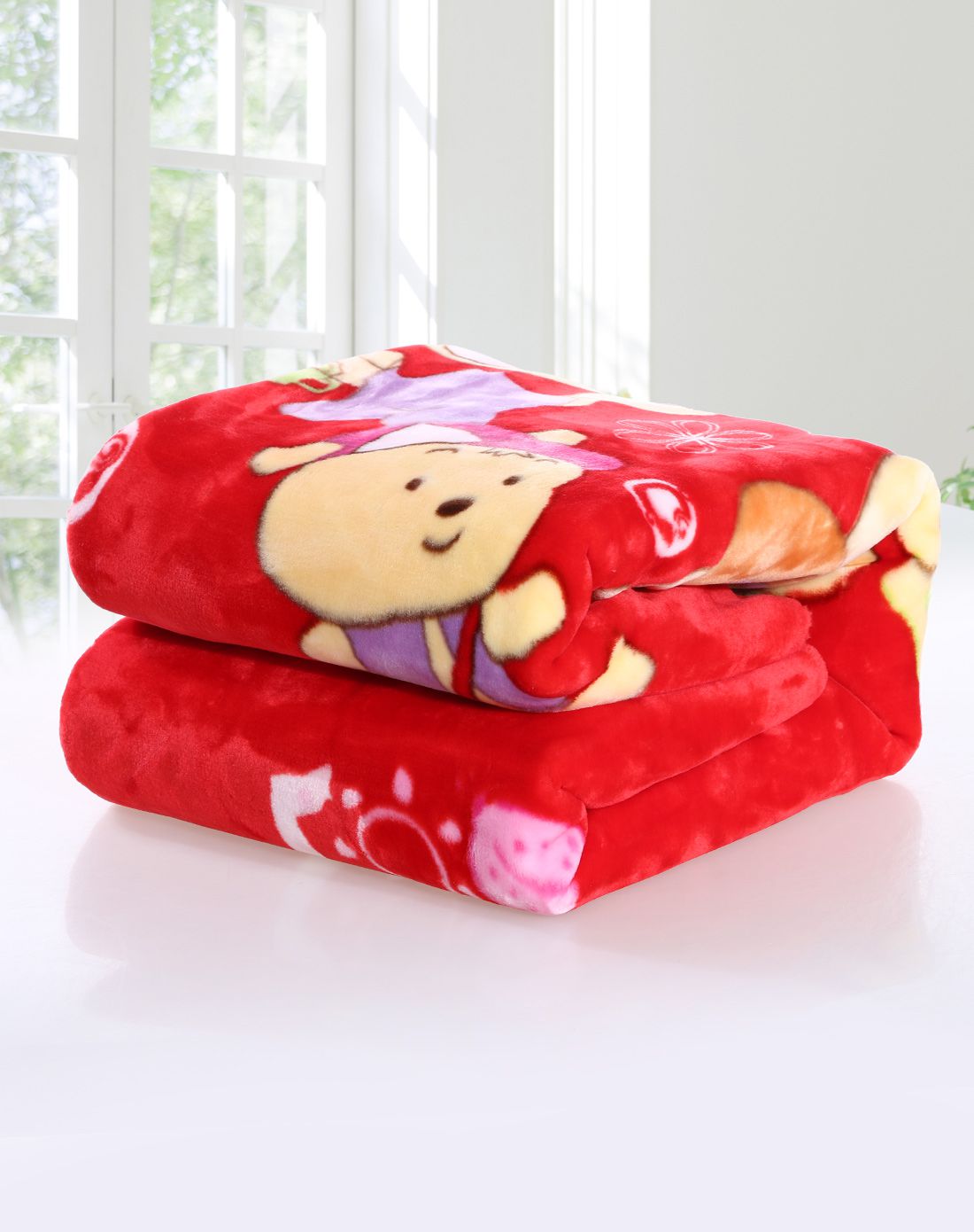 法兰绒柔软舒适儿童毛毯*红色