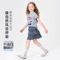 迪士尼 韩系格纹蛋糕裙套装26夏女童潮酷时尚百搭印花短袖裙子两件套 图片 6