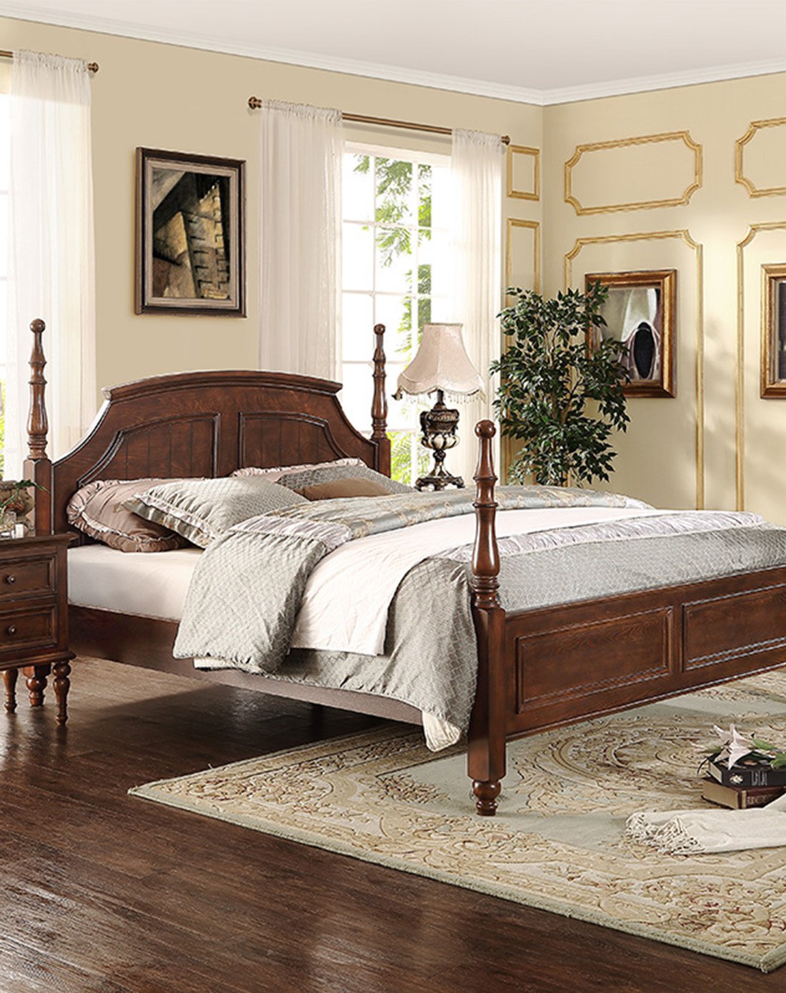 简约美式乡村实木双人床欧式复古床卧室大床