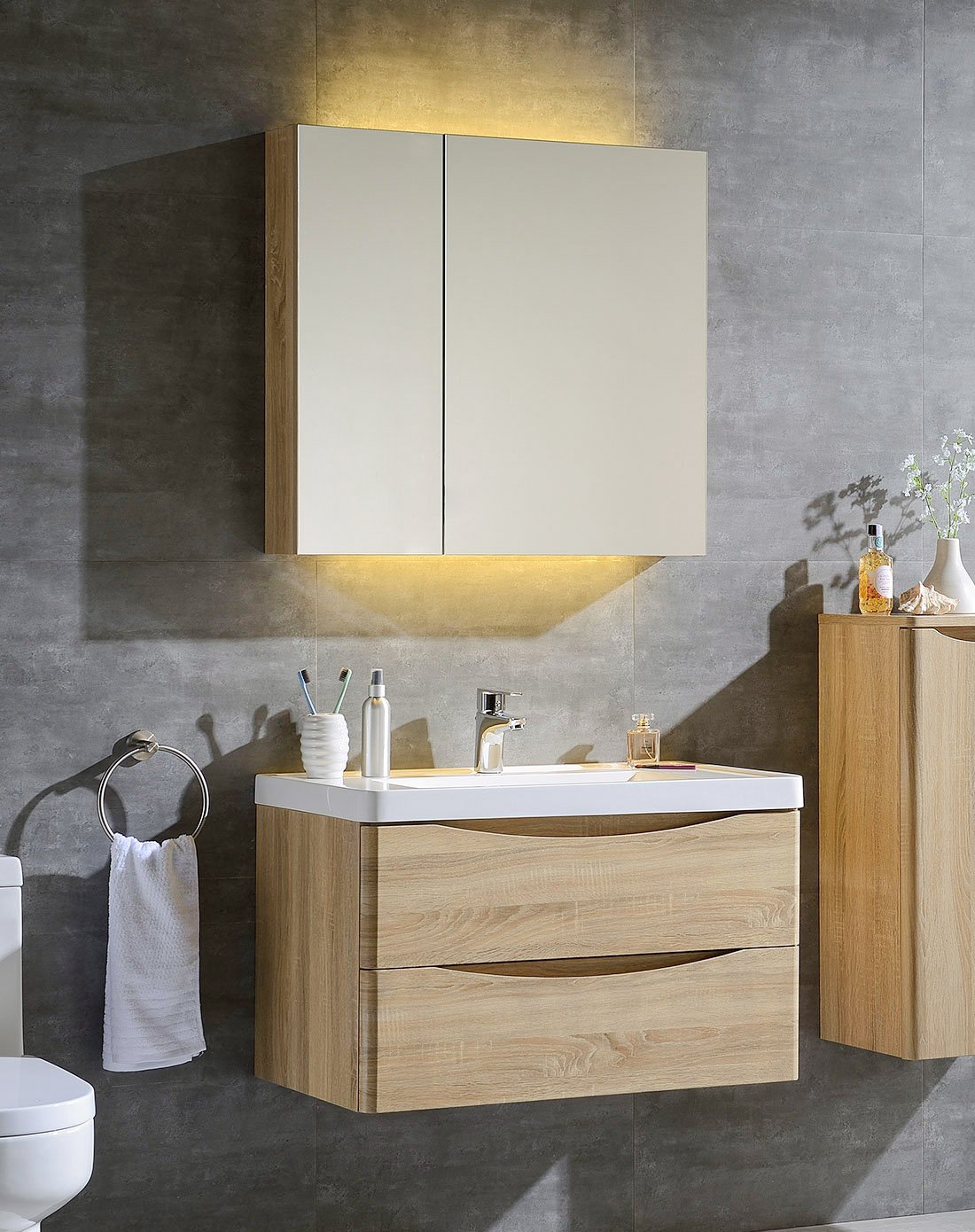 北欧宜家洗漱台卫浴柜洗脸盆浴室柜镜柜组合