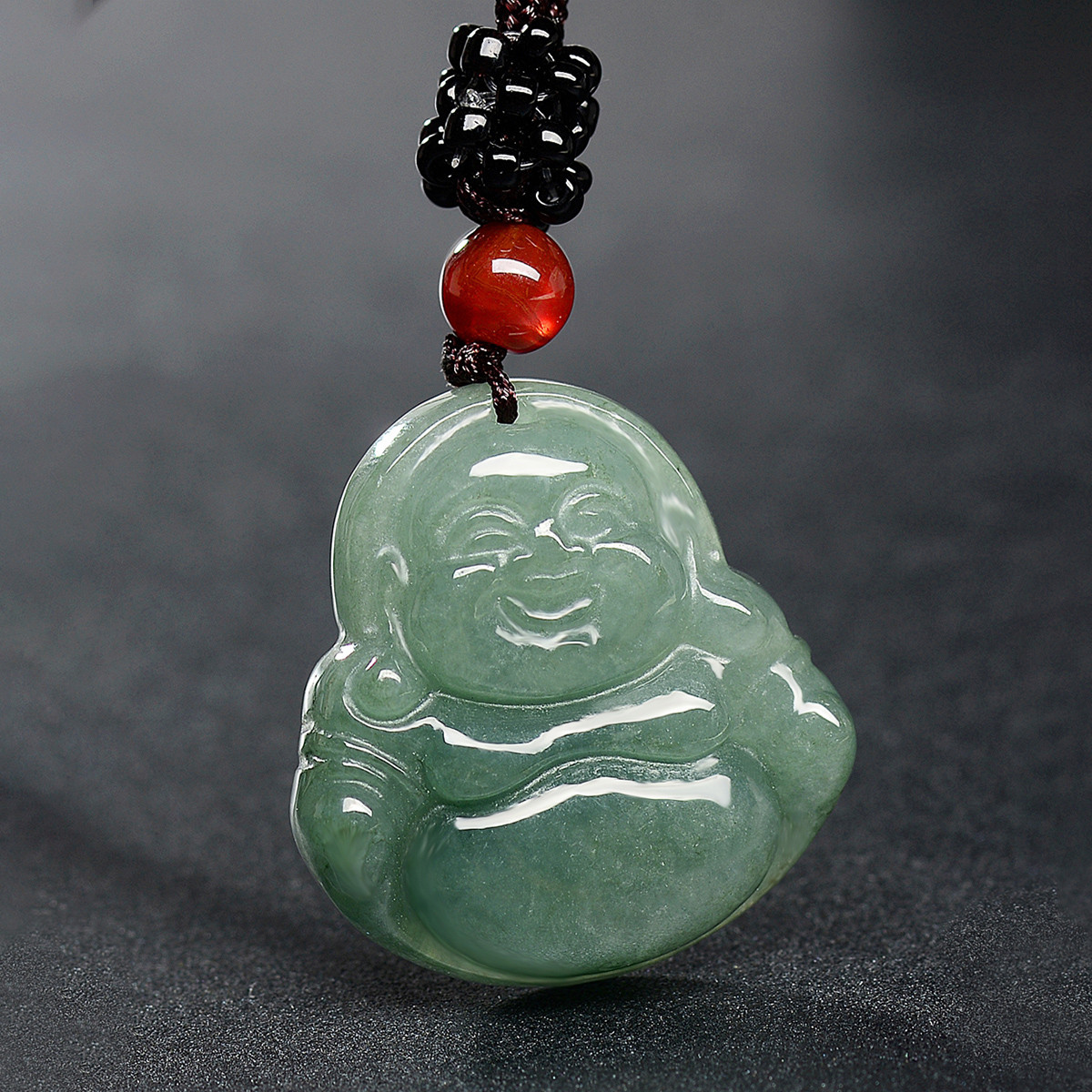 天然a货翡翠油润正装佛公吊坠