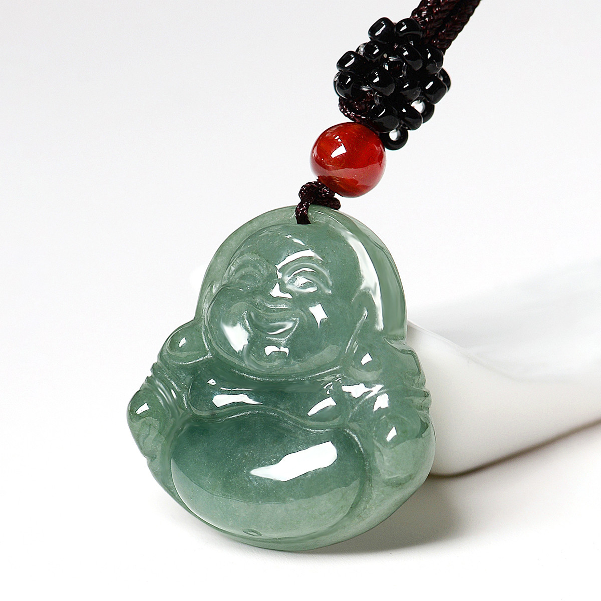 天然a货翡翠油润正装佛公吊坠