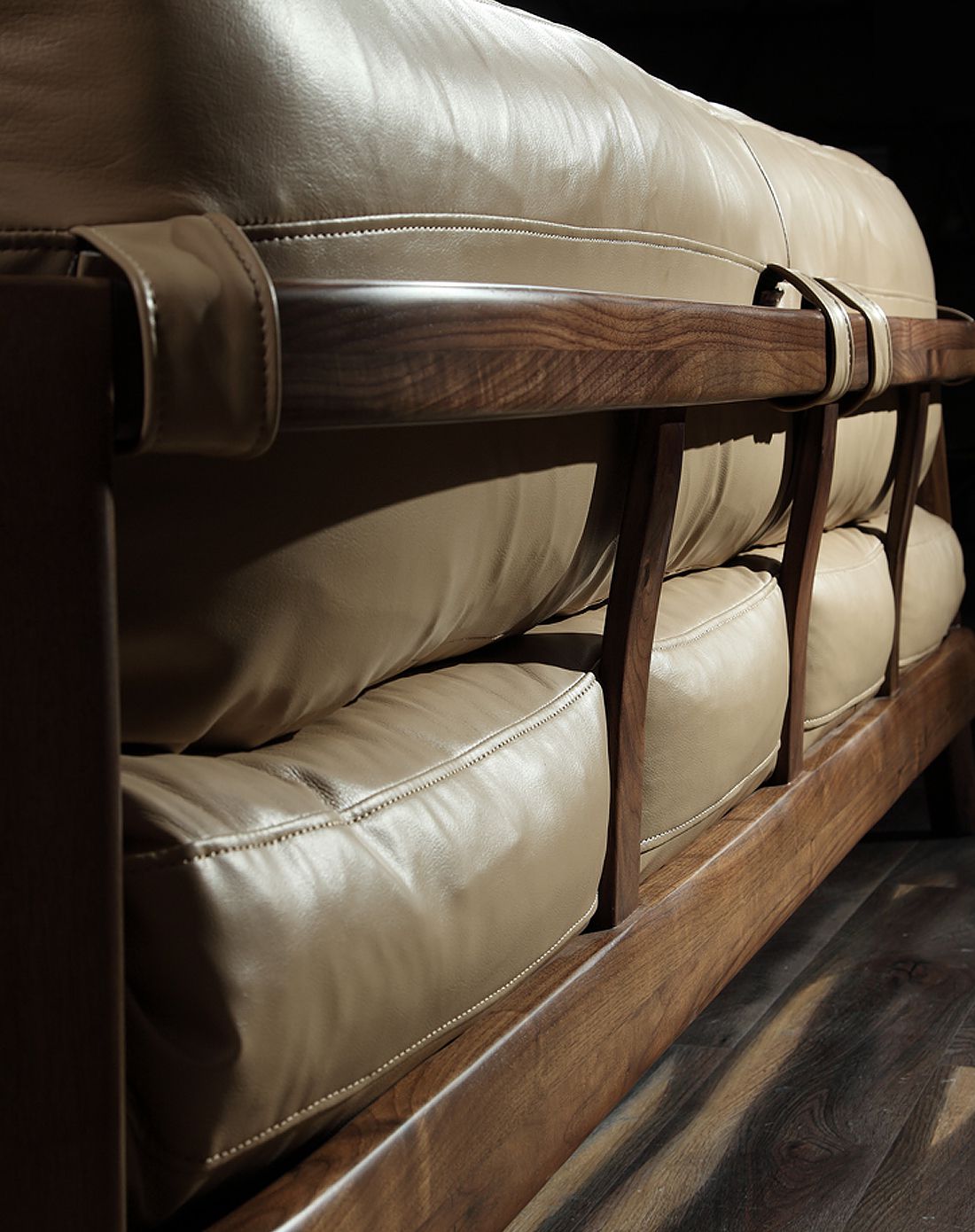 北美黑胡桃全实木真皮羽绒沙发双人位