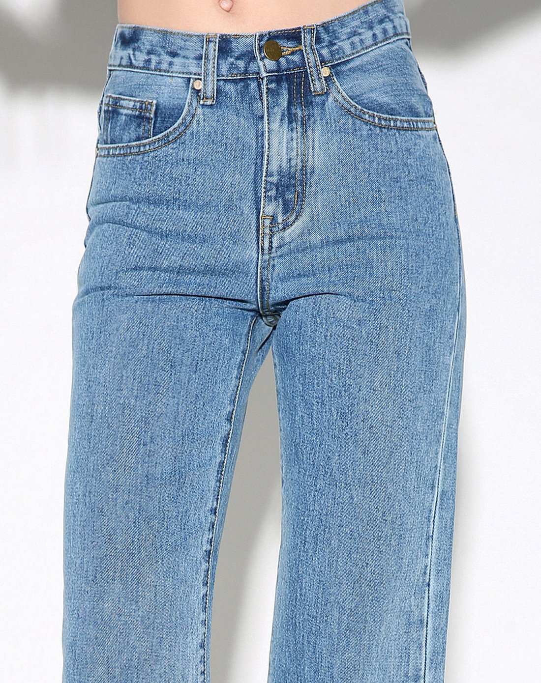 复古直筒牛仔裤牛仔蓝