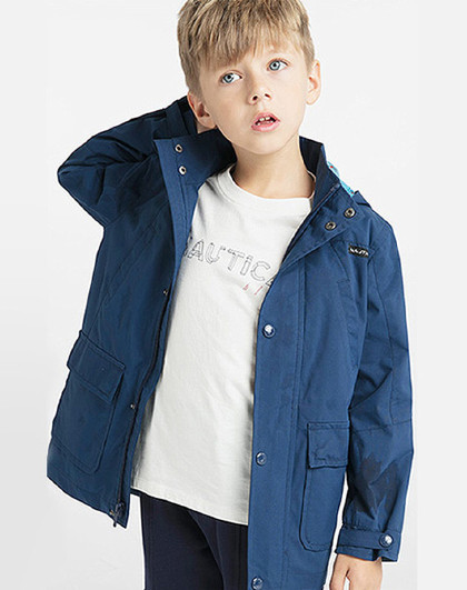 nautica诺帝卡童装中大童男童拉链衫可脱卸加绒风衣外套
