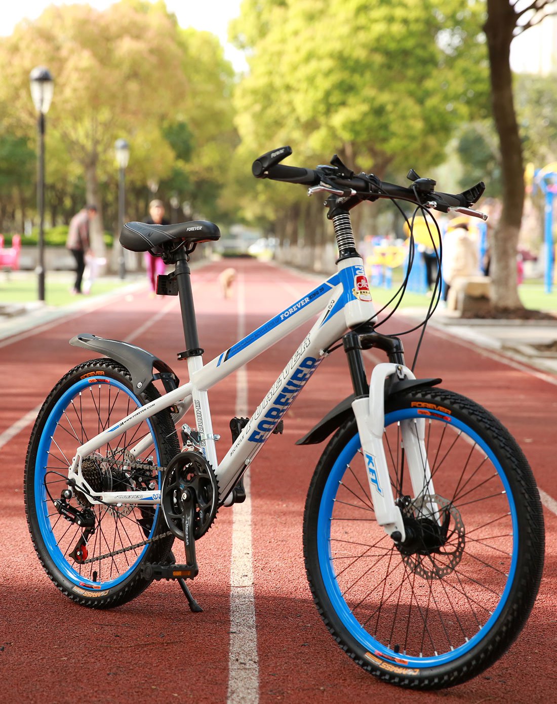 f0rever自行车22寸21速/高碳钢/双碟刹 男女学生山地车