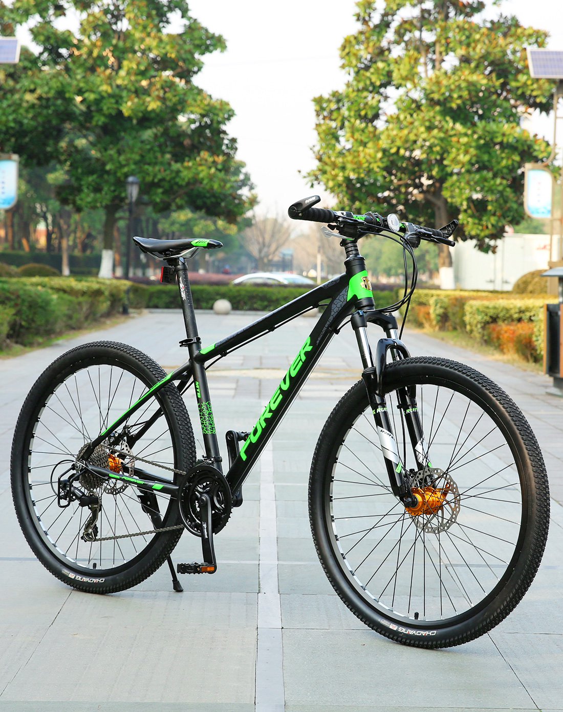 f0rever自行车30速锁死前叉/2培林花鼓/cnc车圈/双碟刹铝合金山地车