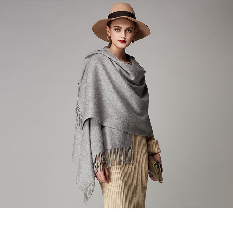 秋冬纯羊绒女款加厚围巾披肩两用