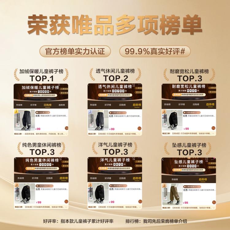 左西 男童加绒裤子秋冬儿童灯芯绒休闲裤保暖加厚冬季束脚长裤中大童装