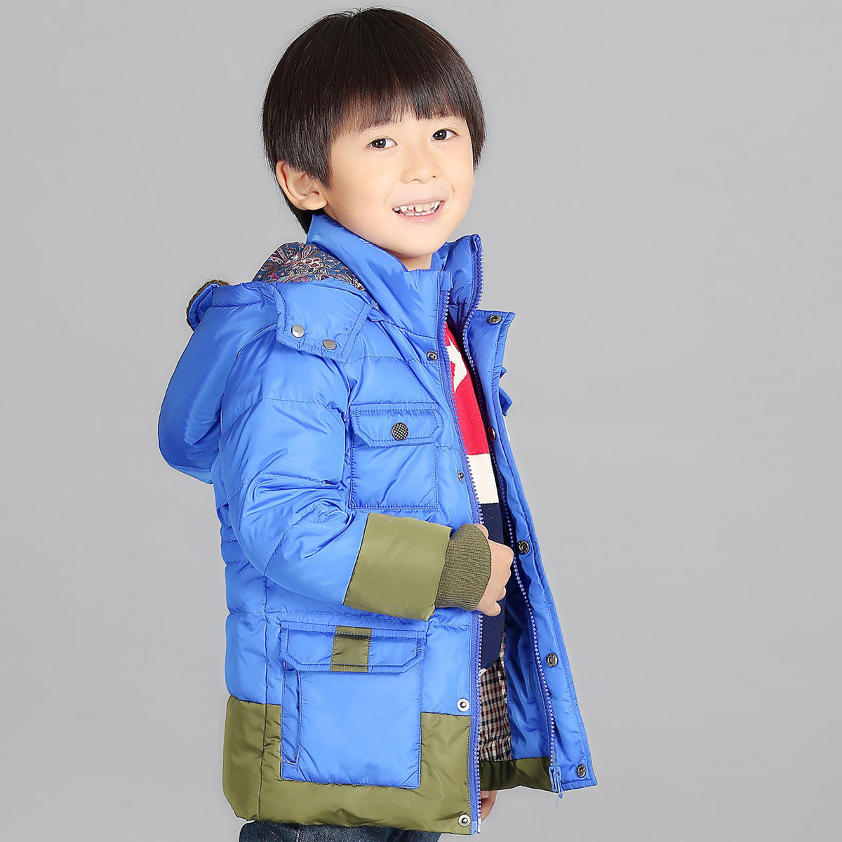 男童羽绒服休闲中小童男孩中长款羽绒服