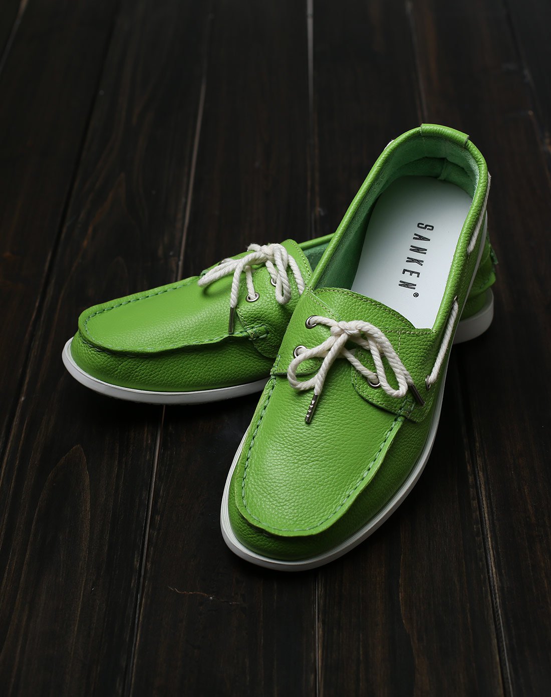 情侣鞋 女款绿色套脚舒适英伦帆船鞋