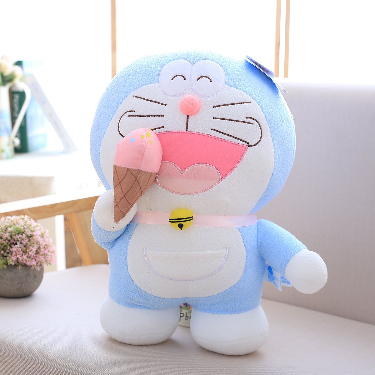 站姿浪漫甜心哆啦a梦毛绒玩具公仔-冰淇淋 16寸40cm