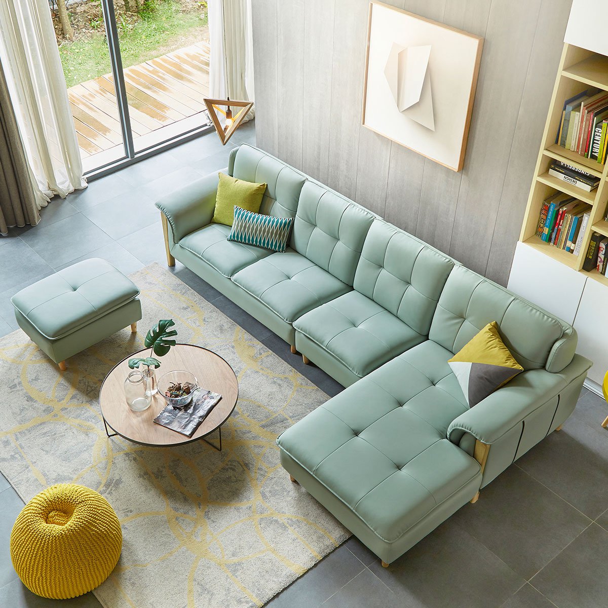 北欧式沙发实木框架客厅真皮沙发组合现代简约大小户型懒人沙发