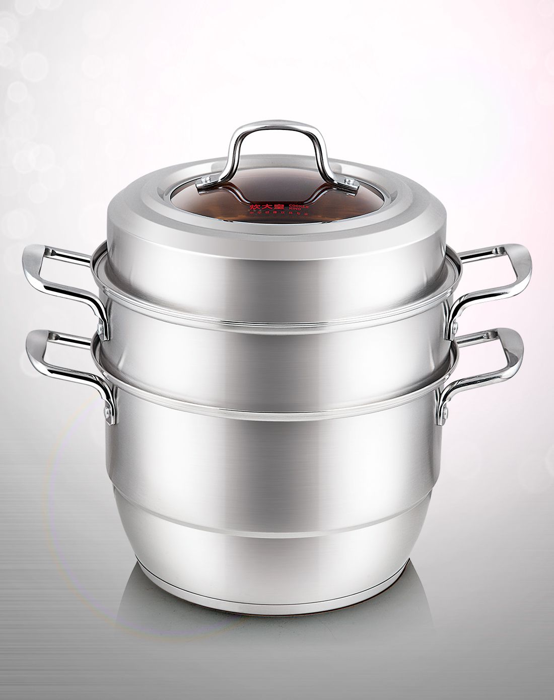 304不锈钢出彩三层蒸锅28cm复底 磁炉通用