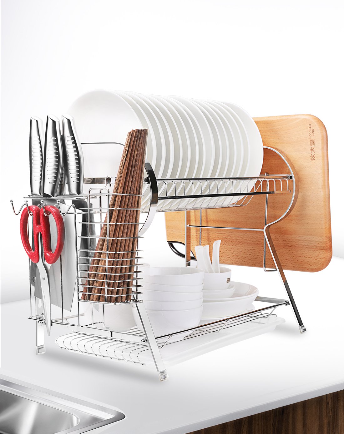 炊大皇加厚不锈钢沥水架 多功能储物厨房置物架加厚不易断