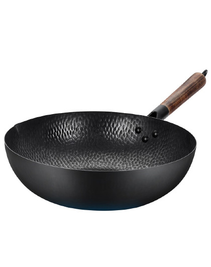 千锤百炼无涂层铁锅炒锅烹饪锅具 物理不粘炒菜铁锅