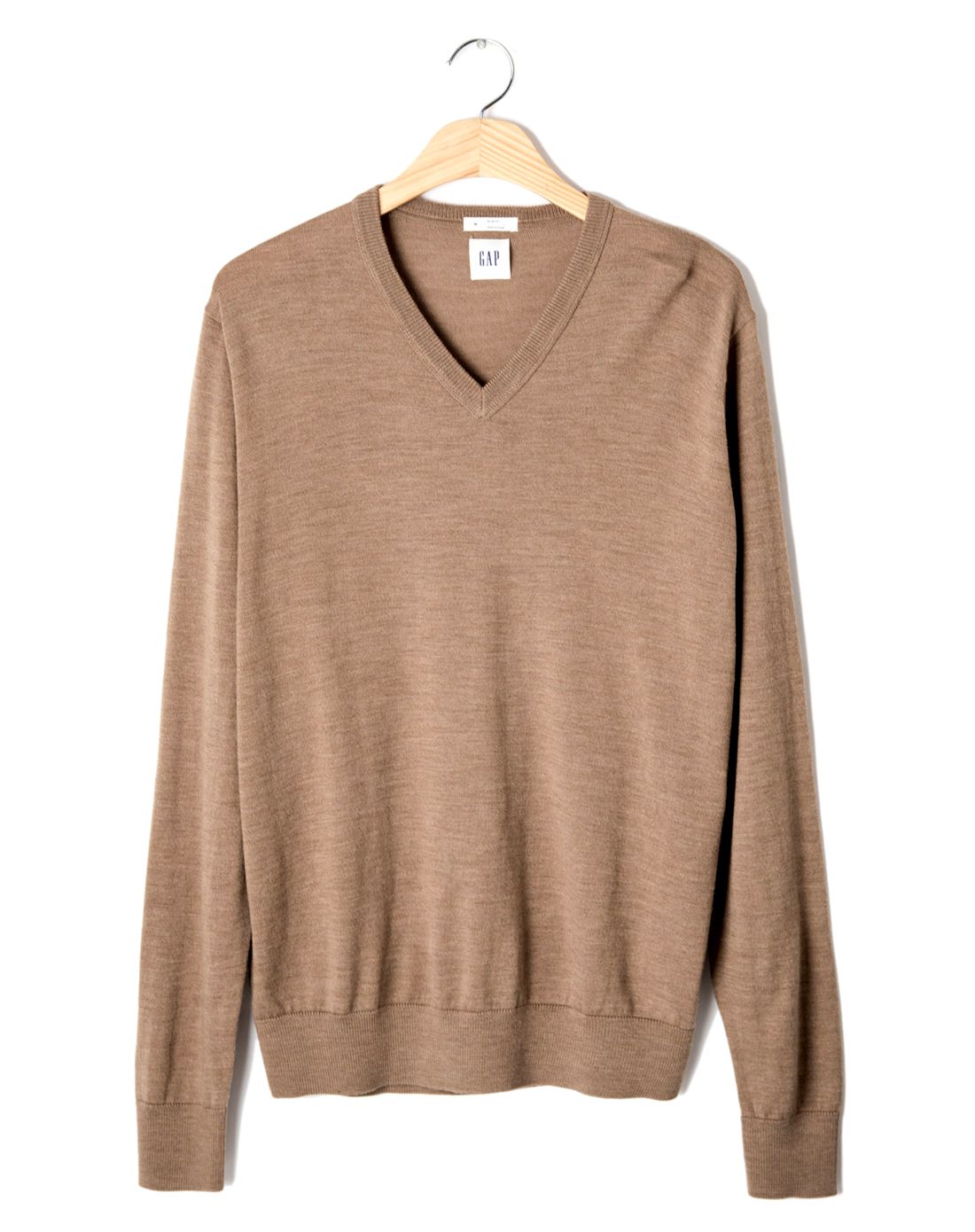 美利奴羊毛修身v领毛衣