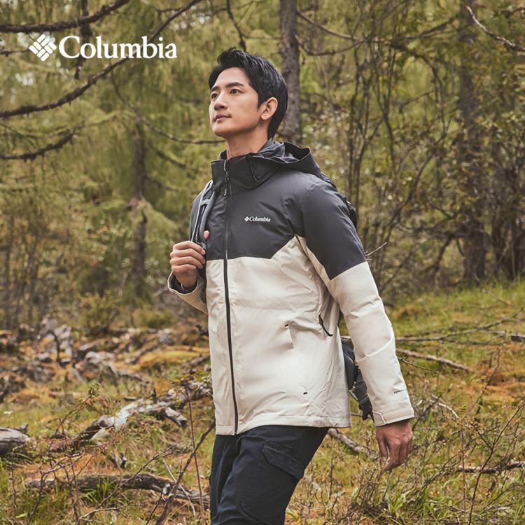 Columbia 哥伦比亚男防水金点热能可拆卸700蓬鸭绒内胆三合一冲锋衣