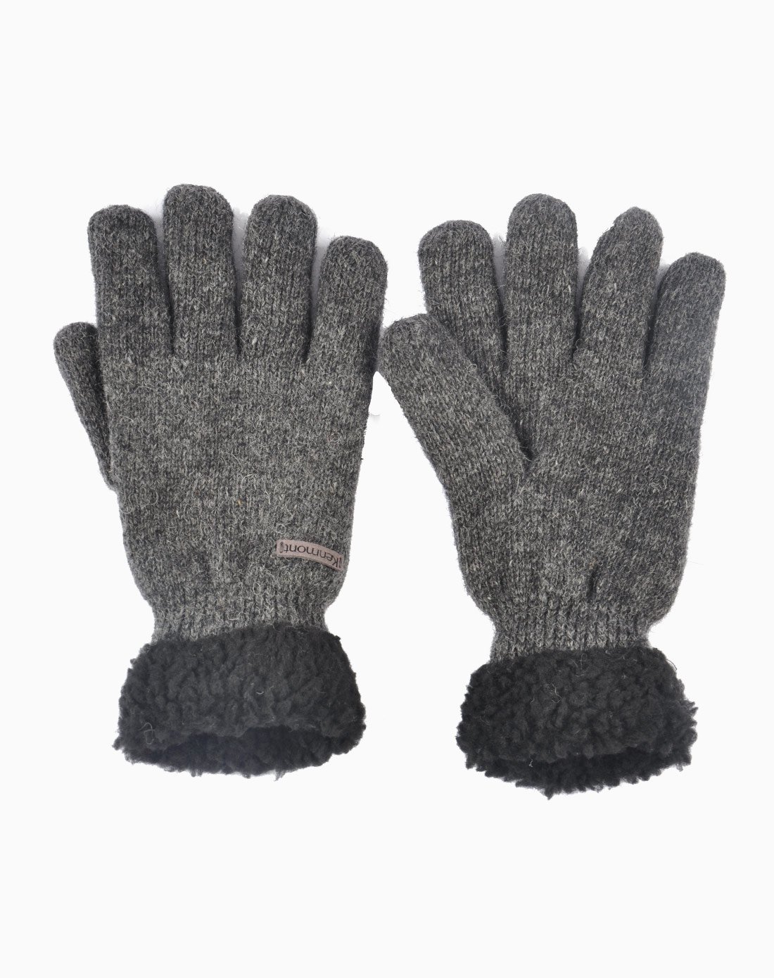 毛线骑行五指棉手套加厚摩托车手套男士冬羊毛保暖防寒黑色手套