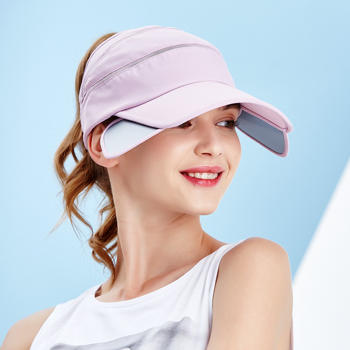 kenmont无顶帽子女夏天遮阳防晒帽速干户外运动空顶网球帽
