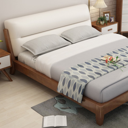 北欧宜家 简约1.5米1.8软床单人双人床 卧室家具皮床实木床