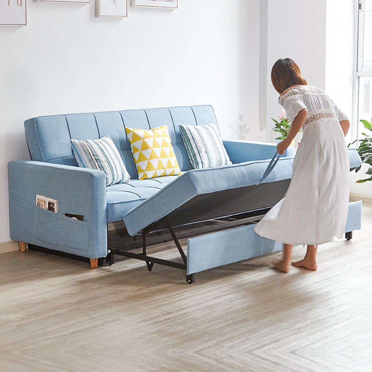 乳胶沙发床可折叠多功能客厅小户型布艺沙发双人坐卧两用折叠沙发床