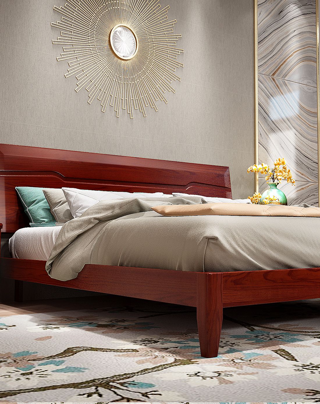 华日家具专场直发货华日家居栗色水曲柳1.5米实木床dsc000845_唯品会