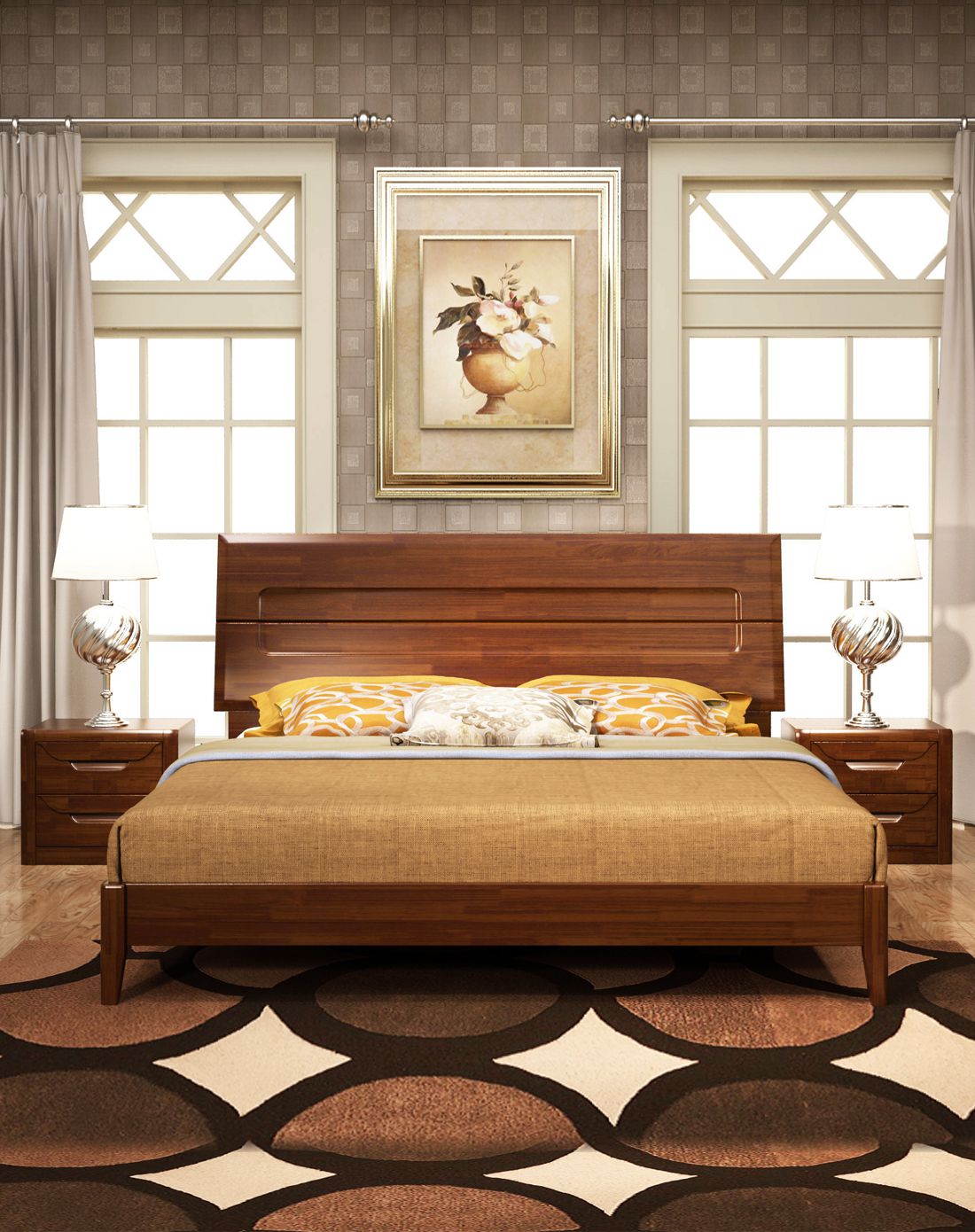 华日家具专场直发货华日家居胡桃楸木1.