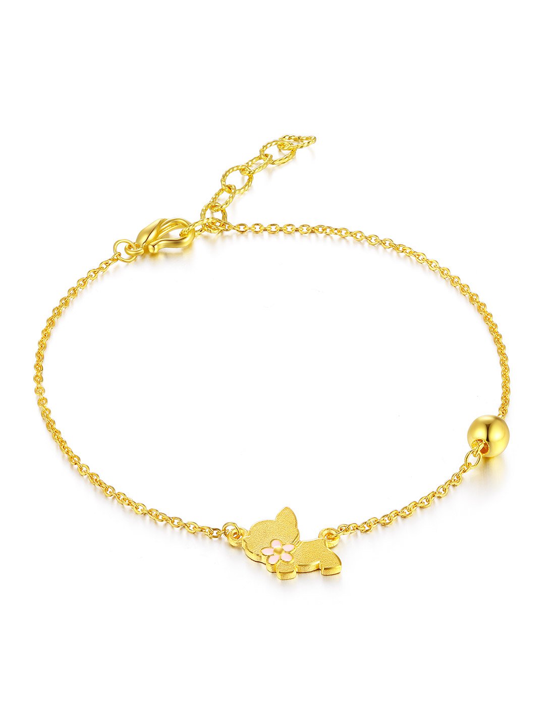 曼卡龙 公主汪足金黄金手链 生肖狗本命年送女友(计价)