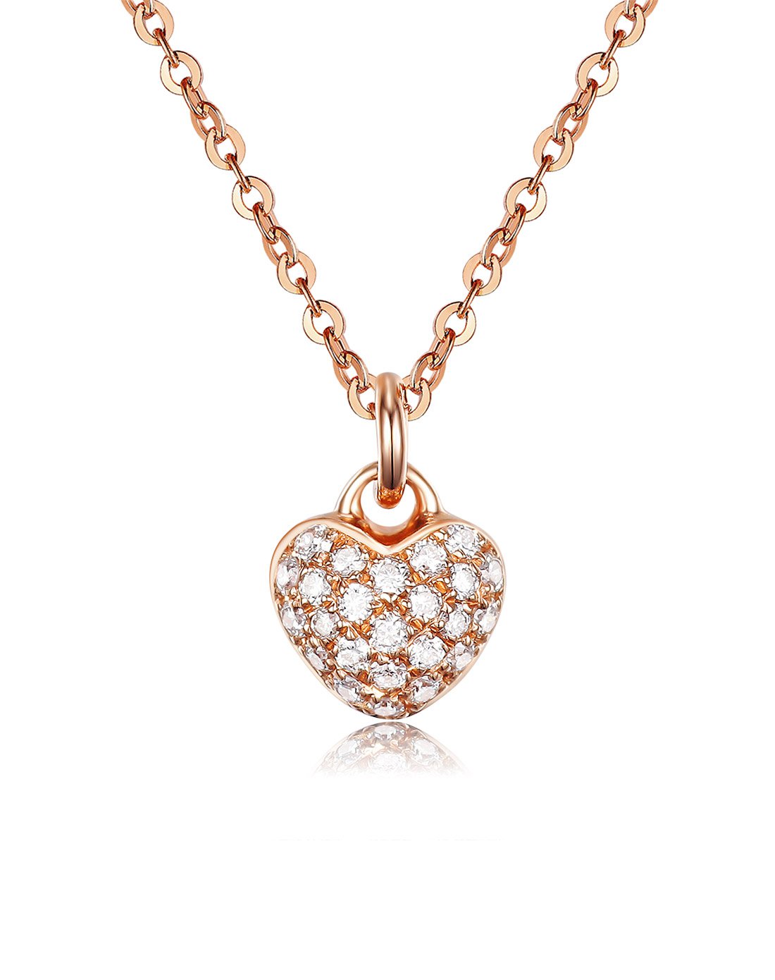 曼卡龙 彩金项链女18k玫瑰金锁骨链珍惜简约镶嵌钻石细颈链送礼