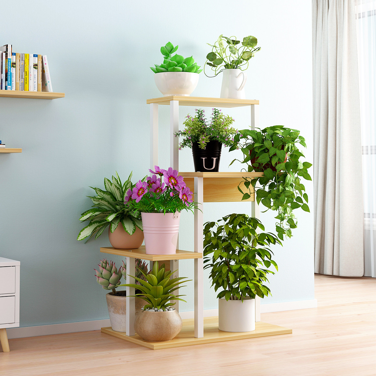 室内多层铁艺隔断花架家用客厅花盆架阳台置物架绿萝架子