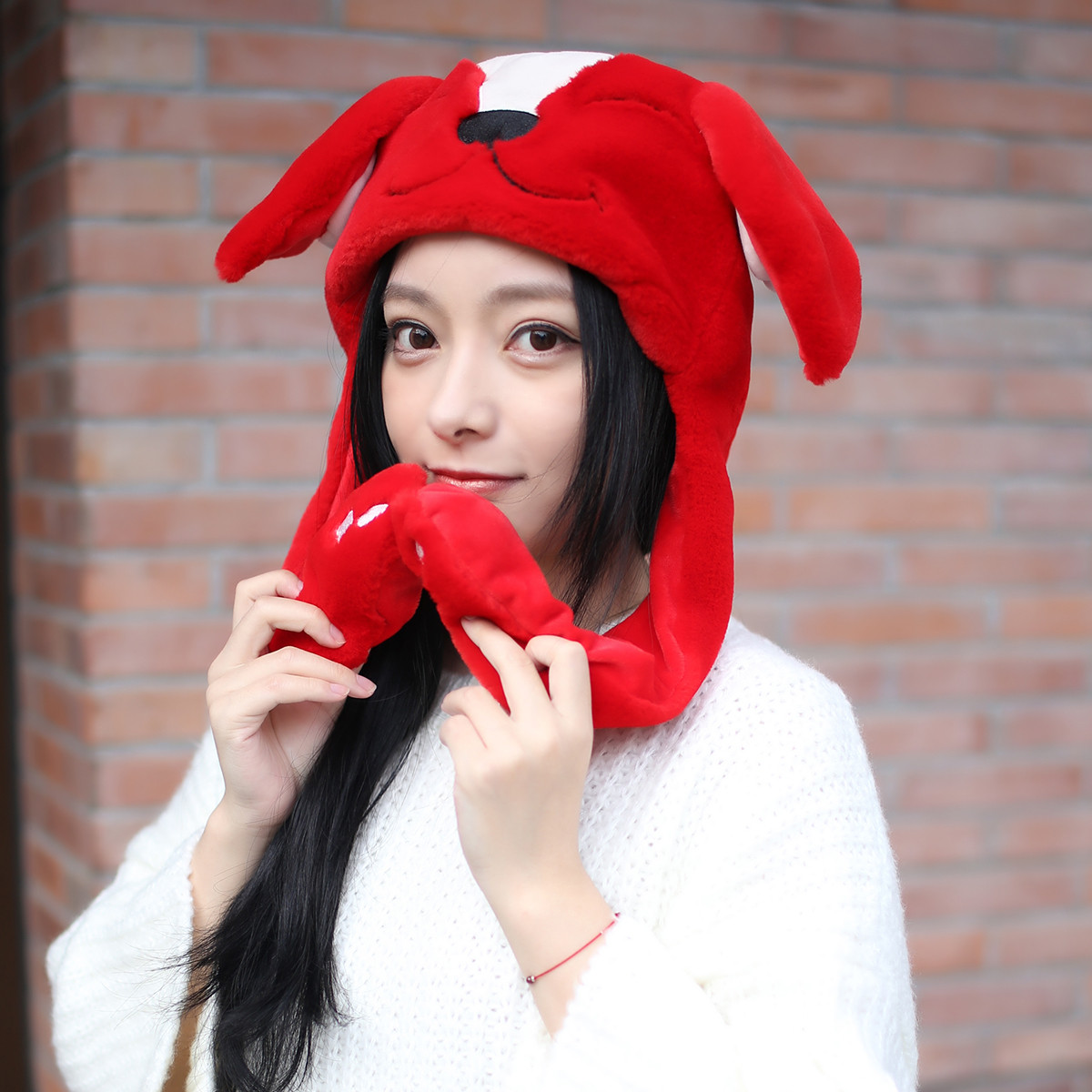 siggi帽子女秋冬韩版抖音款兔耳朵帽子网红可爱气囊帽耳朵会动兔子帽