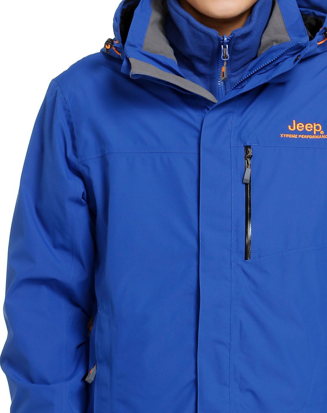 防风防水 男款户外三合一加厚冲锋衣深蓝色