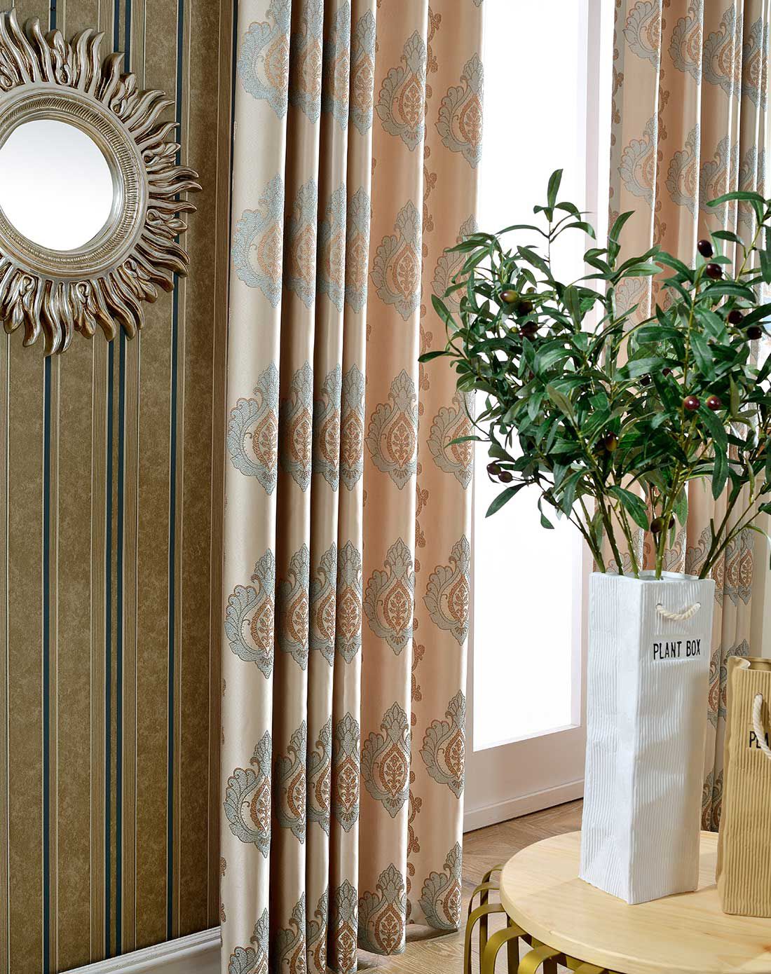 幽蓝提花蓝色窗帘3*2.6m*2片挂钩