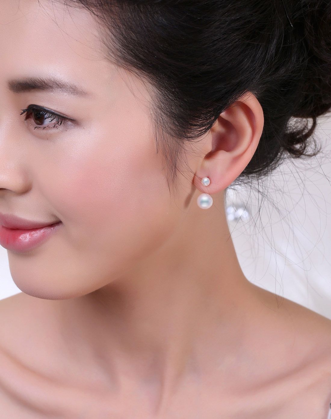 daimi 【明星款】akoya日本海水珍珠耳钉7-8mm正圆18k金