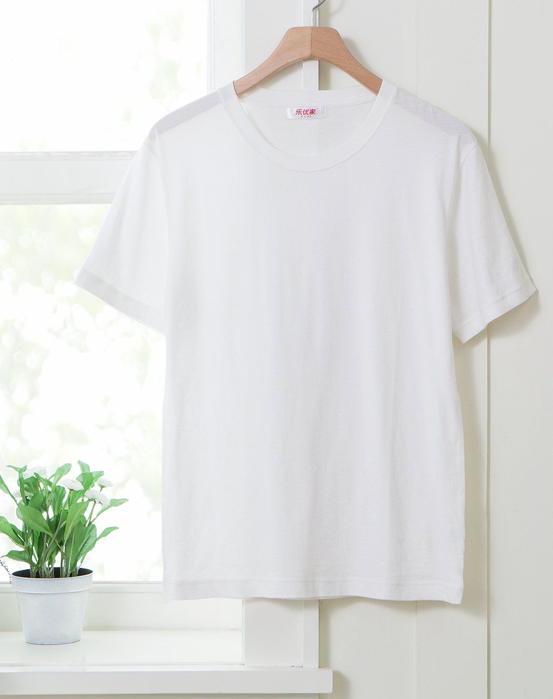 乐优家 全棉男士圆领衫 白色 180/100a