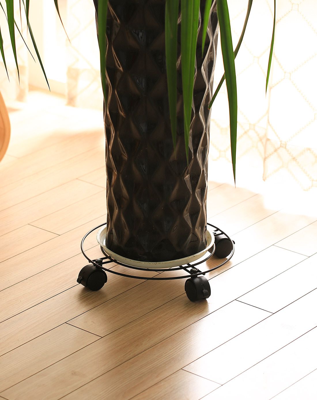 轻松移动,铁艺花盆移动底座,花盆架带刹车