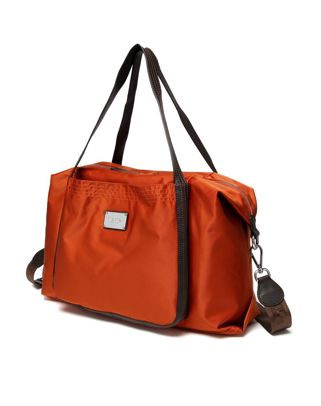 唯品会专供 女款橘红色亮光丝料单肩大包