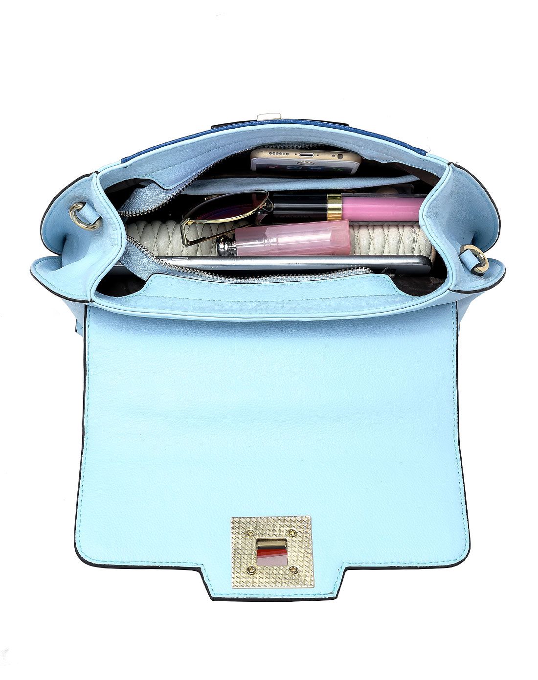 杜罗伦duloren女款冰兰流行锁扣牛皮手提单肩包450802-03_唯品会