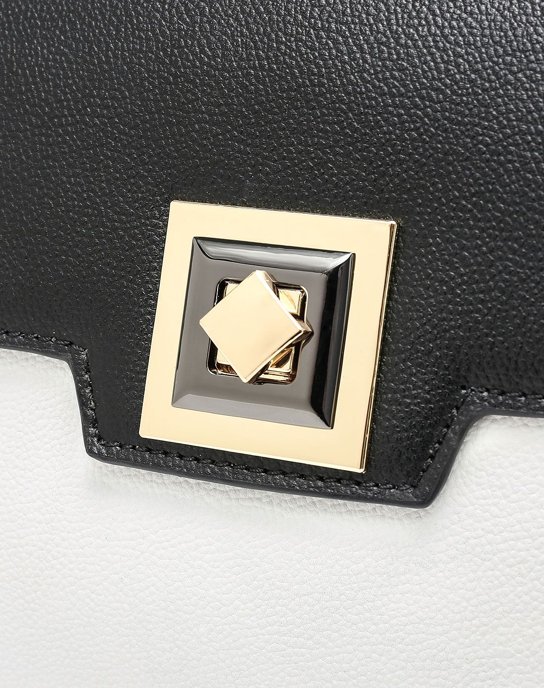 秋冬女包清仓专场女款流行锁扣牛皮手提单肩包黑白450802黑白_唯品会