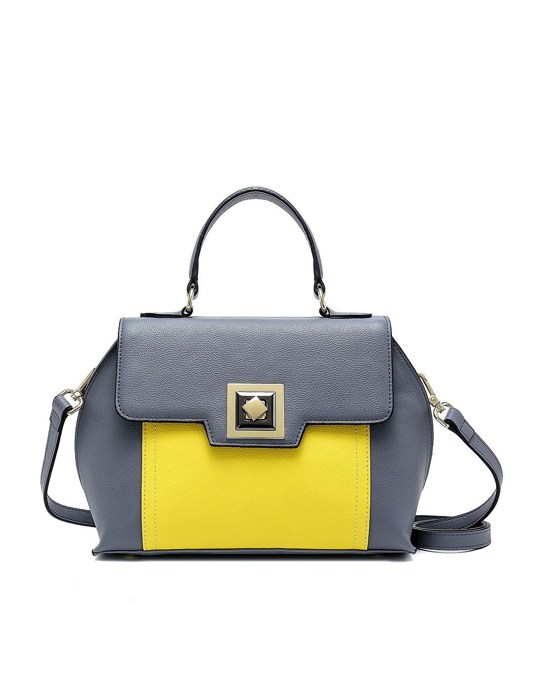 杜罗伦duloren女款大象灰流行锁扣牛皮手提单肩包450802-05_唯品会