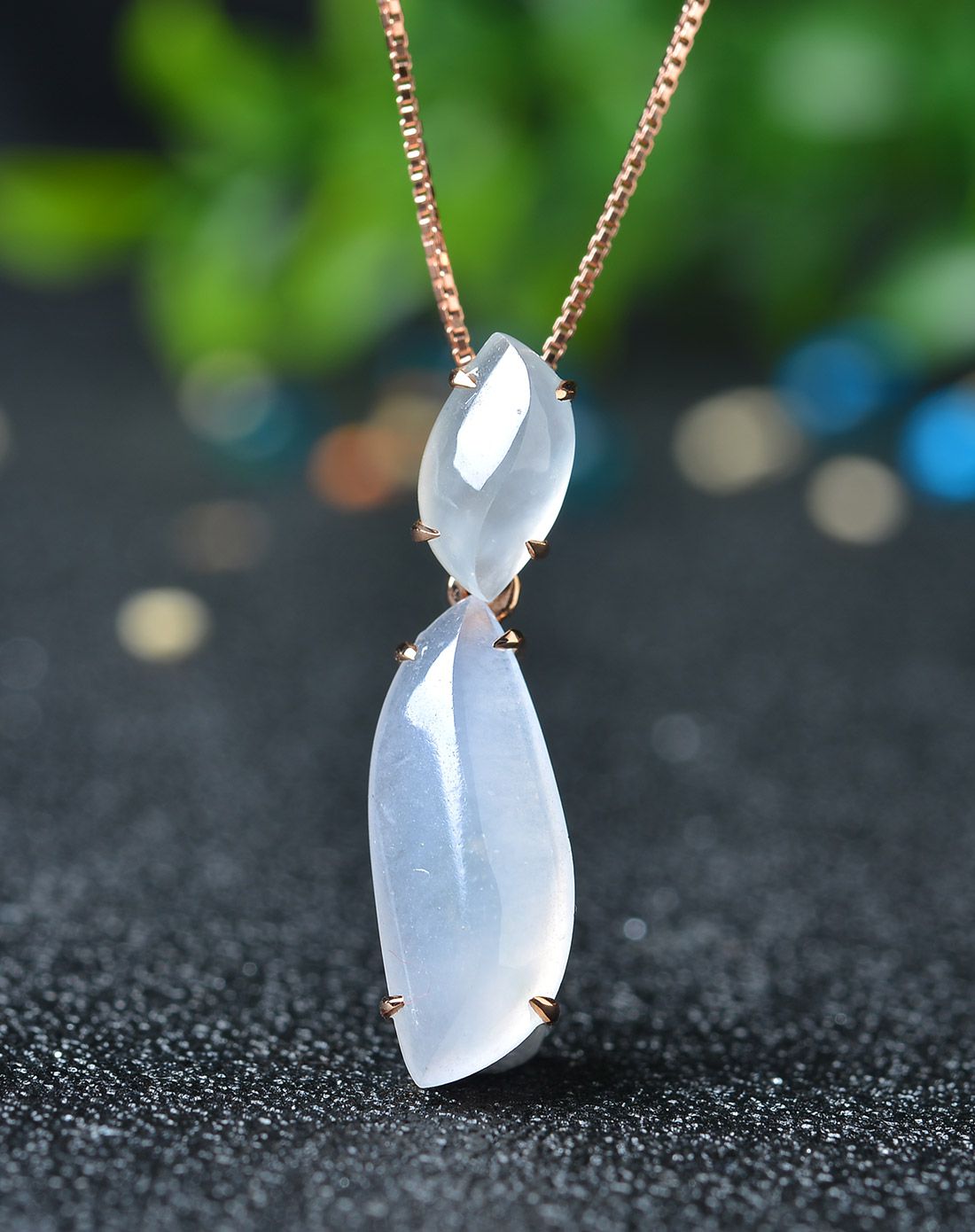 亿珍阁 18k金冰白冰糯种翡翠吊坠含链子 附证书