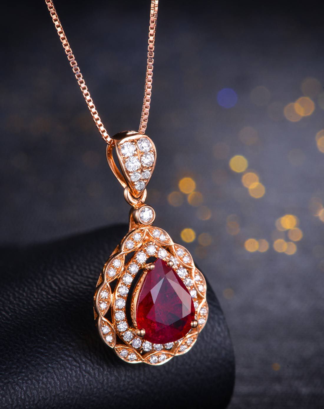 伊士蔓 40分玫瑰18k金红宝石吊坠(不含链)