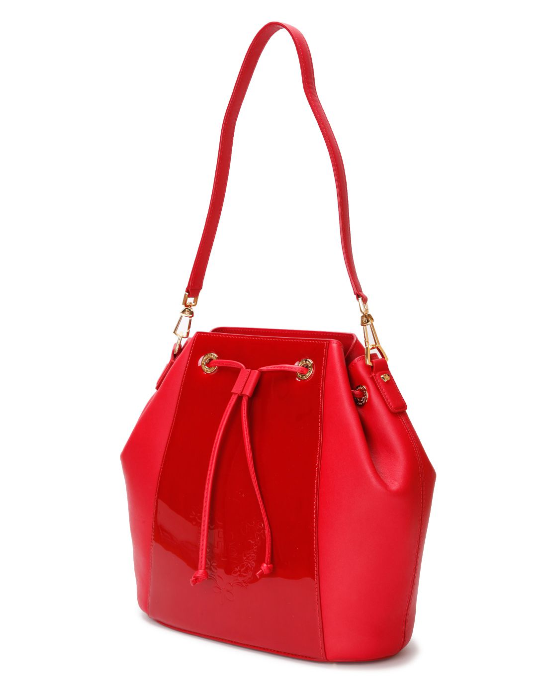 女款酒红色时尚便捷水桶包