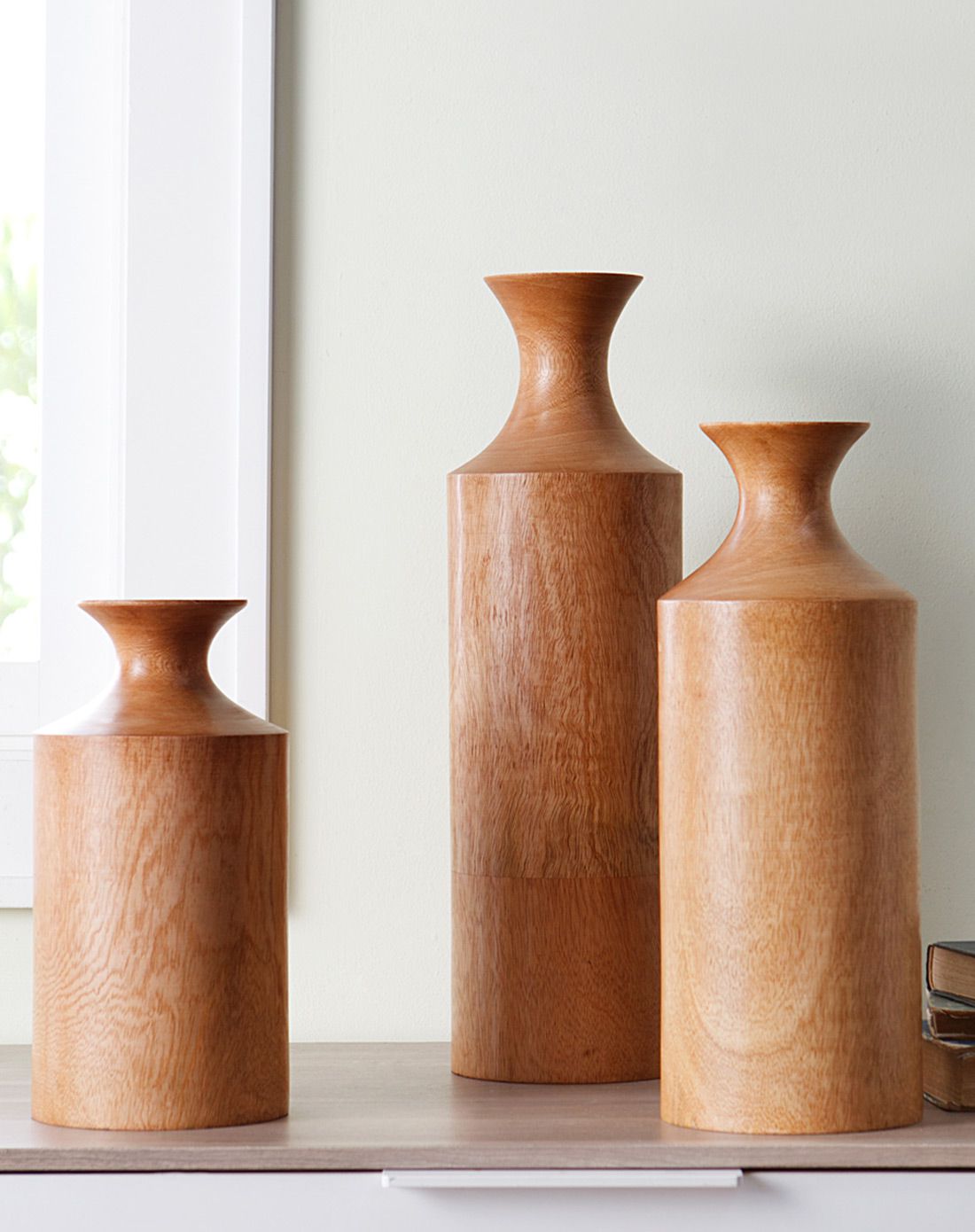 泰国进口深原木色芒果木花瓶 大号