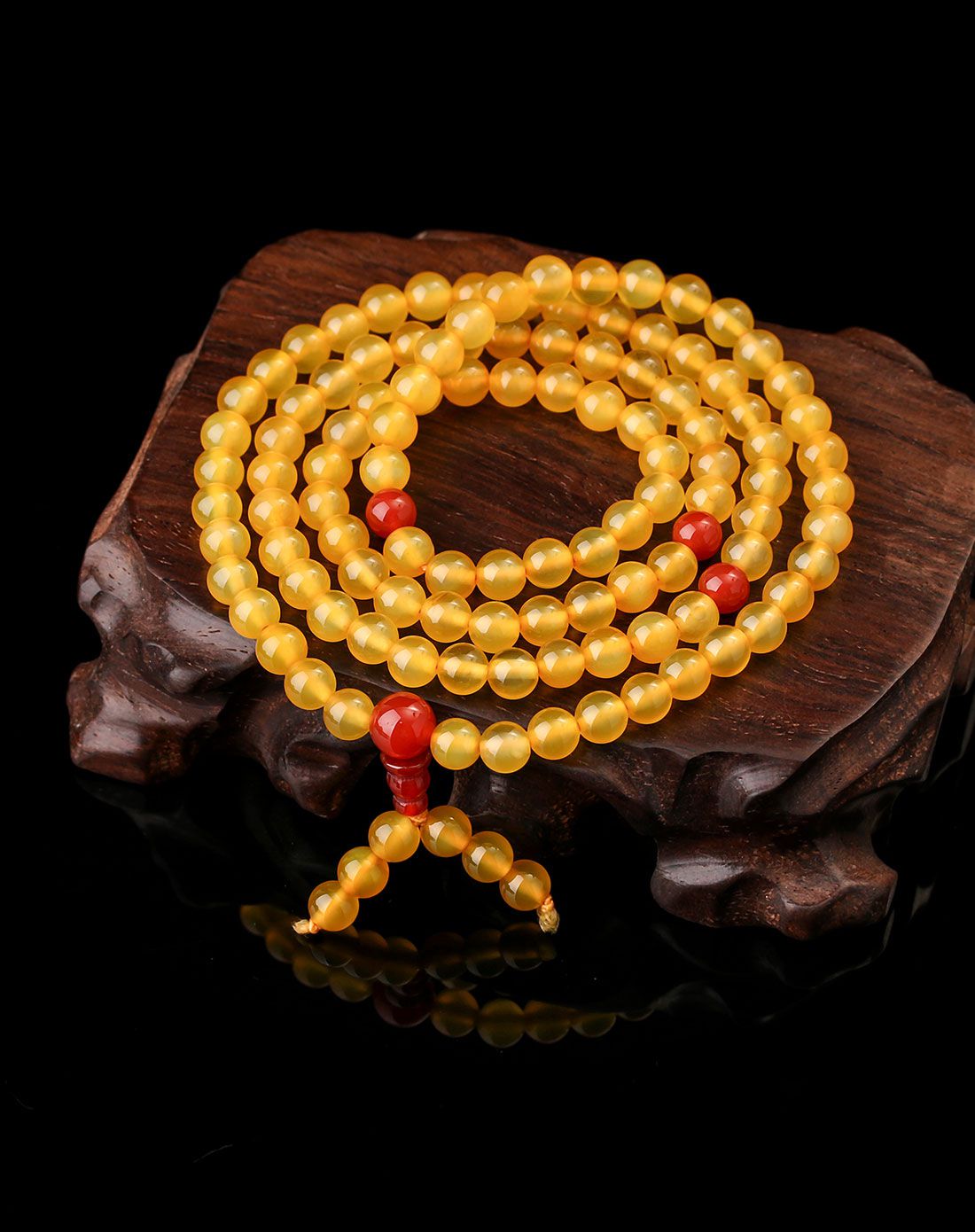 一生一石 天然柠檬黄玛瑙佛珠手链
