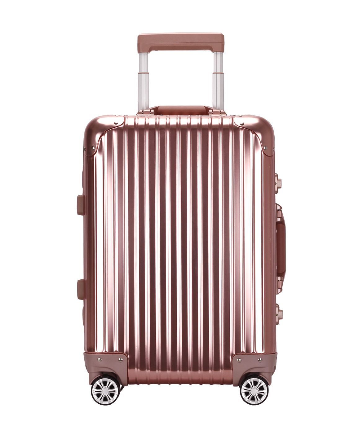 trablog镁铝合金铝框拉杆箱20寸玫瑰金